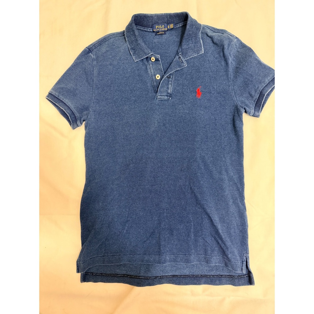 Polo Ralph Lauren Mens Classic Fit Indigo Blue Mesh Polo Shirt XS Red Pony
